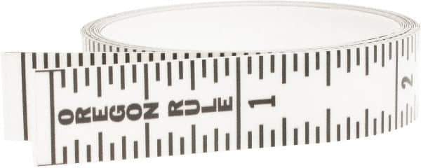 Made in USA - 6 Ft. Long x 1/2 Inch Wide, 1/16 Inch Graduation, Clear, Mylar Adhesive Tape Measure - Reads Top to Bottom, Vertical Rules - Apex Tool & Supply