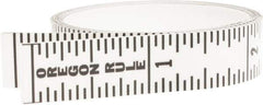 Made in USA - 6 Ft. Long x 1/2 Inch Wide, 1/16 Inch Graduation, Clear, Mylar Adhesive Tape Measure - Reads Top to Bottom, Vertical Rules - Apex Tool & Supply