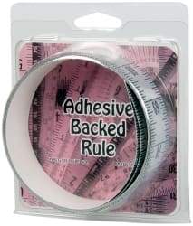 Made in USA - 6 Ft. Long x 1-1/4 Inch Wide, 1/16 Inch Graduation, Silver, Mylar Adhesive Tape Measure - Reads Bottom to Top, Vertical Rules - Apex Tool & Supply