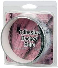 Made in USA - 6 Ft. Long x 1-1/4 Inch Wide, 1/16 Inch Graduation, Silver, Mylar Adhesive Tape Measure - Reads Bottom to Top, Vertical Rules - Apex Tool & Supply