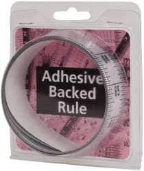 Made in USA - 6 Ft. Long x 1-1/4 Inch Wide, 1/16 Inch Graduation, Silver, Mylar Adhesive Tape Measure - Reads Top to Bottom, Vertical Rules - Apex Tool & Supply