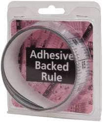Made in USA - 6 Ft. Long x 1-1/4 Inch Wide, 1/16 Inch Graduation, Silver, Mylar Adhesive Tape Measure - Reads Top to Bottom, Vertical Rules - Apex Tool & Supply
