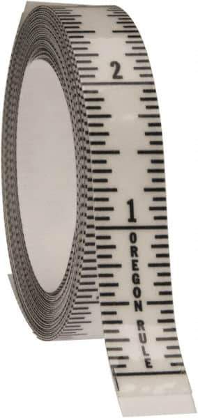 Made in USA - 9 Ft. Long x 1/2 Inch Wide, 1/16 Inch Graduation, Clear, Mylar Adhesive Tape Measure - Reads Bottom to Top, Vertical Rules - Apex Tool & Supply