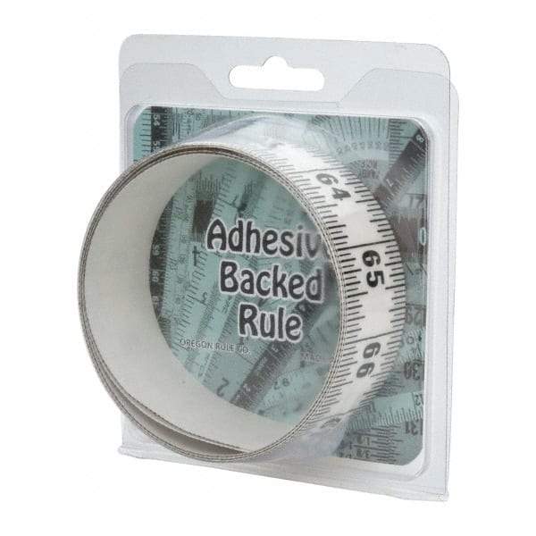 Made in USA - 9 Ft. Long x 1-1/4 Inch Wide, 1/16 Inch Graduation, Clear, Mylar Adhesive Tape Measure - Reads Bottom to Top, Vertical Rules - Apex Tool & Supply