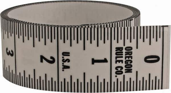 Made in USA - 9 Ft. Long x 1-1/4 Inch Wide, 1/16 Inch Graduation, Clear, Mylar Adhesive Tape Measure - Reads Top to Bottom, Vertical Rules - Apex Tool & Supply