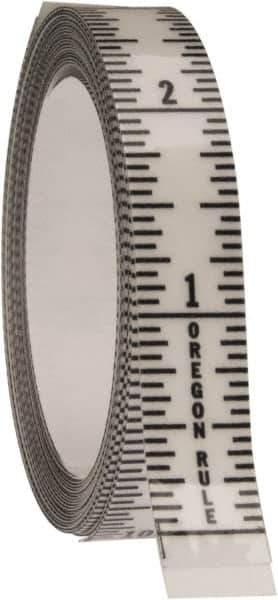 Made in USA - 12 Ft. Long x 1/2 Inch Wide, 1/16 Inch Graduation, Clear, Mylar Adhesive Tape Measure - Reads Bottom to Top, Vertical Rules - Apex Tool & Supply