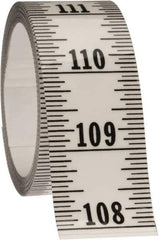 Made in USA - 12 Ft. Long x 1-1/4 Inch Wide, 1/16 Inch Graduation, Clear, Mylar Adhesive Tape Measure - Reads Bottom to Top, Vertical Rules - Apex Tool & Supply
