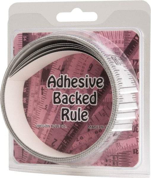 Made in USA - 12 Ft. Long x 1-1/4 Inch Wide, 1/16 Inch Graduation, Silver, Mylar Adhesive Tape Measure - Reads Bottom to Top, Vertical Rules - Apex Tool & Supply