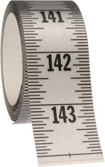 Made in USA - 12 Ft. Long x 1-1/4 Inch Wide, 1/16 Inch Graduation, Silver, Mylar Adhesive Tape Measure - Reads Top to Bottom, Vertical Rules - Apex Tool & Supply