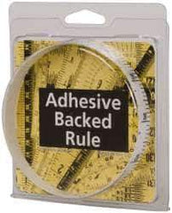 Made in USA - 3 Ft. Long x 1/2 Inch Wide, 1/10 Inch Graduation, White, Mylar Adhesive Tape Measure - Reads Bottom to Top, Vertical Rules - Apex Tool & Supply