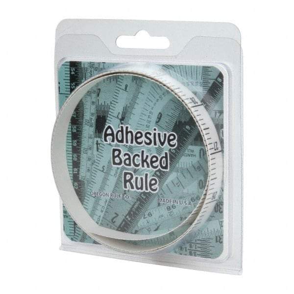 Made in USA - 3 Ft. Long x 1/2 Inch Wide, 1/10 Inch Graduation, White, Mylar Adhesive Tape Measure - Reads Top to Bottom, Vertical Rules - Apex Tool & Supply