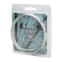 Made in USA - 3 Ft. Long x 1/2 Inch Wide, 1/10 Inch Graduation, White, Mylar Adhesive Tape Measure - Reads Top to Bottom, Vertical Rules - Apex Tool & Supply