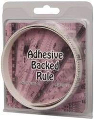 Made in USA - 6 Ft. Long x 1/2 Inch Wide, 1/10 Inch Graduation, White, Mylar Adhesive Tape Measure - Reads Top to Bottom, Vertical Rules - Apex Tool & Supply