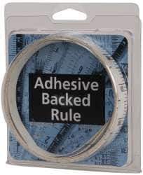 Made in USA - 9 Ft. Long x 1/2 Inch Wide, 1/10 Inch Graduation, White, Mylar Adhesive Tape Measure - Reads Top to Bottom, Vertical Rules - Apex Tool & Supply