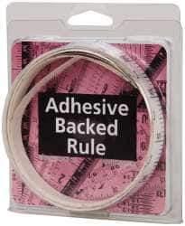 Made in USA - 12 Ft. Long x 1/2 Inch Wide, 1/10 Inch Graduation, White, Mylar Adhesive Tape Measure - Reads Bottom to Top, Vertical Rules - Apex Tool & Supply