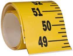 Made in USA - 8 Ft. Long x 3 Inch Wide, 1/4 Inch Graduation, Yellow, Mylar Adhesive Tape Measure - Reads Bottom to Top, Vertical Rules - Apex Tool & Supply