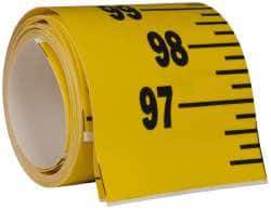Made in USA - 12 Ft. Long x 3 Inch Wide, 1/4 Inch Graduation, Yellow, Mylar Adhesive Tape Measure - Reads Bottom to Top, Vertical Rules - Apex Tool & Supply