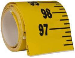 Made in USA - 12 Ft. Long x 3 Inch Wide, 1/4 Inch Graduation, Yellow, Mylar Adhesive Tape Measure - Reads Bottom to Top, Vertical Rules - Apex Tool & Supply