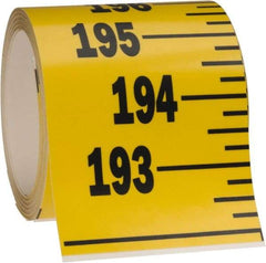 Made in USA - 20 Ft. Long x 3 Inch Wide, 1/4 Inch Graduation, Yellow, Mylar Adhesive Tape Measure - Reads Bottom to Top, Vertical Rules - Apex Tool & Supply