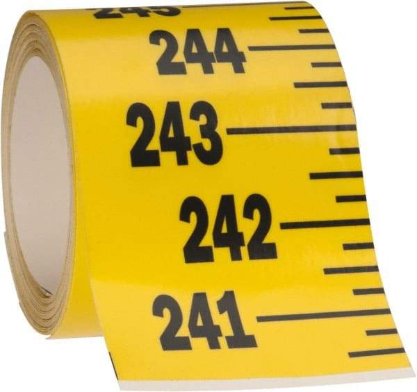 Made in USA - 24 Ft. Long x 3 Inch Wide, 1/4 Inch Graduation, Yellow, Mylar Adhesive Tape Measure - Reads Bottom to Top, Vertical Rules - Apex Tool & Supply