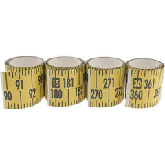 Made in USA - 32 Ft. Long x 3 Inch Wide, 1/4 Inch Graduation, Yellow, Mylar Adhesive Tape Measure - Reads Bottom to Top, Vertical Rules - Apex Tool & Supply