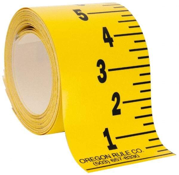 Made in USA - 36 Ft. Long x 3 Inch Wide, 1/4 Inch Graduation, Yellow, Mylar Adhesive Tape Measure - Reads Bottom to Top, Vertical Rules - Apex Tool & Supply