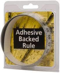 Made in USA - 3 Ft. Long x 1 Inch Wide, 1/8 Inch Graduation, Silver, Mylar Adhesive Tape Measure - Reads Left to Right, Horizontal-Half Scale - Apex Tool & Supply