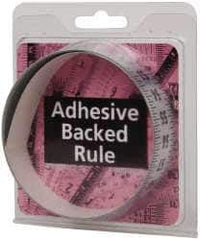 Made in USA - 3 Ft. Long x 1 Inch Wide, 1/8 Inch Graduation, Silver, Mylar Adhesive Tape Measure - Reads Bottom to Top, Vertical-Half Scale - Apex Tool & Supply