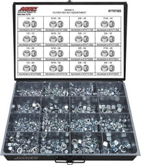 Value Collection - 1/4-20 to 3/4-16 Thread, 870 Piece Alloy Steel Nut Assortment - Grade 5 - Apex Tool & Supply
