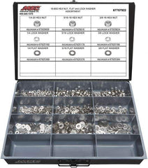Value Collection - 1/4-20 to 3/8-16 Thread, 750 Piece Stainless Steel Nut & Washer Assortment - Grade 18-8 - Apex Tool & Supply