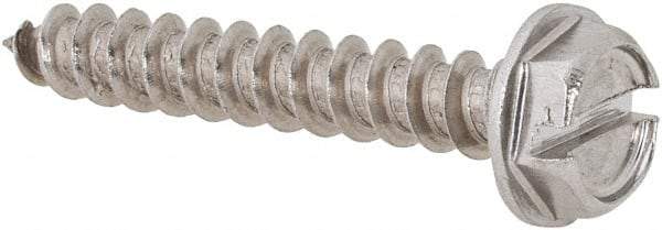 Value Collection - #10 Hex Washer Head Slotted Sheet Metal Screw - Stainless Steel, 1-1/4" Length Under Head, Grade 18-8 - Apex Tool & Supply
