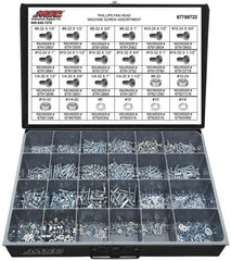 Value Collection - 1,975 Piece, #8-32 to 1/4-20, Steel Machine Screw Assortment - Pan Head, Phillips Drive, 1/4 to 1-1/2" Long, Grade 2 - Apex Tool & Supply