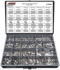 Value Collection - 1,350 Piece Stainless Steel Hex Head Cap Screws - 1/4-20 to 1/2-13 Thread, 18-8 - Apex Tool & Supply