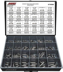 Value Collection - 190 Piece, 1/4x3/8 to 3/8 x 1-1/2, Alloy Steel Shoulder Screw Assortment - Socket Cap Head, Hex Socket Drive, 3/8 to 2" Long - Apex Tool & Supply