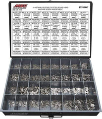 Value Collection - 2,200 Piece, #6-32 to 1/4-20, Stainless Steel Machine Screw Assortment - Round Head, Slotted Drive, 1/2 to 2" Long, Grade 18-8 - Apex Tool & Supply