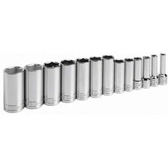 SK - 3/8" Drive Deep Socket Set - 1/4 to 1", Inch Measurement Standard - Apex Tool & Supply