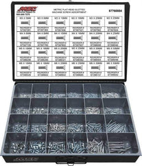 Value Collection - 820 Piece, M3x5.00 to M5x25.00, Steel Machine Screw Assortment - Flat Head, Slotted Drive, 5 to 50mm Long, Grade 2 - Apex Tool & Supply