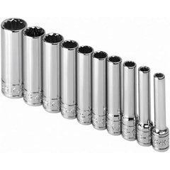 SK - 1/4" Drive Deep Socket Set - 3/16 to 9/16", Inch Measurement Standard - Apex Tool & Supply