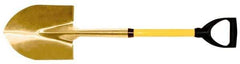 Ampco - 11-1/4" High x 9" Wide Round Aluminum Bronze Shovel - 37" Long Fiberglass D-Grip Handle - Apex Tool & Supply