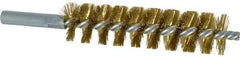 Schaefer Brush - 4" Brush Length, 1" Diam, Double Stem, Single Spiral Tube Brush - 6-1/4" Long, Brass, 12-24 Female Connection - Apex Tool & Supply