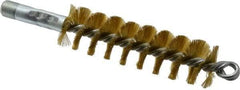 Schaefer Brush - 4-1/2" Brush Length, 1-1/4" Diam, Double Stem, Single Spiral Tube Brush - 8" Long, Brass, 1/4" NPSM Male Connection - Apex Tool & Supply