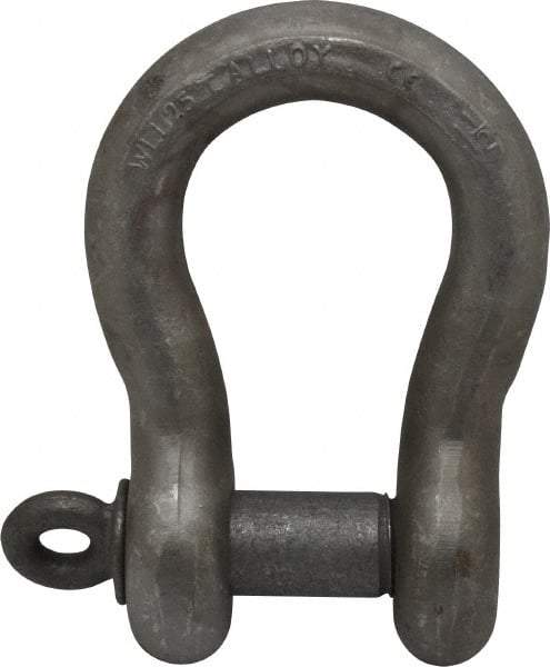 CM - 1-1/2" Nominal Chain Size, 25. Ton Alloy Steel Screw Anchor Shackle - 1-1/2" Diam, 1-5/8" Pin Diam, 5-3/4" High x 2-3/8" Wide Inside Jaw, 3-7/8" Inside Width, 3-1/2" Max Body Thickness - Apex Tool & Supply