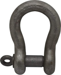 CM - 1-1/2" Nominal Chain Size, 25. Ton Alloy Steel Screw Anchor Shackle - 1-1/2" Diam, 1-5/8" Pin Diam, 5-3/4" High x 2-3/8" Wide Inside Jaw, 3-7/8" Inside Width, 3-1/2" Max Body Thickness - Apex Tool & Supply
