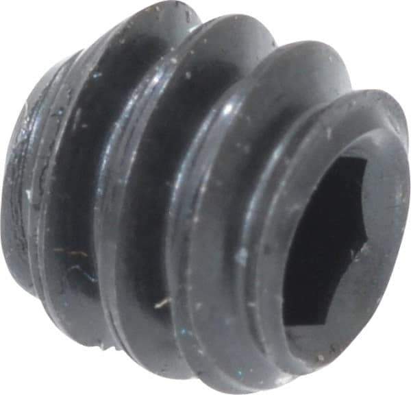 Unbrako - #6-32 UNC, 1/8" OAL, Cup Point Set Screw - Grade 8 Alloy Steel, 1/16" Key - Apex Tool & Supply