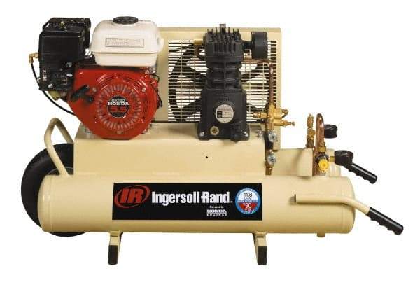 Ingersoll-Rand - 5.5 HP Stationary Gas Air Compressor - Honda Engine, Horizontal Configuration, Twin 8 Gallon, 11.8 CFM, 135 Max psi - Apex Tool & Supply