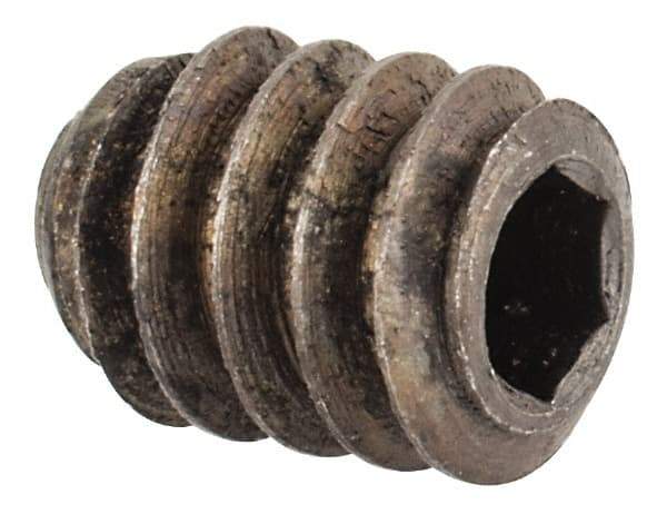 Unbrako - #10-24 UNC, 1/4" OAL, Cup Point Set Screw - Grade 8 Alloy Steel, 3/32" Key - Apex Tool & Supply