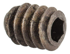 Unbrako - #10-24 UNC, 1/4" OAL, Cup Point Set Screw - Grade 8 Alloy Steel, 3/32" Key - Apex Tool & Supply