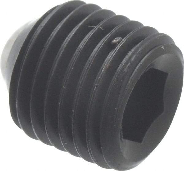 Unbrako - 3/8-24 UNF, 3/8" OAL, Cup Point Set Screw - Grade 8 Alloy Steel, 3/16" Key - Apex Tool & Supply