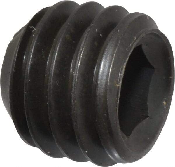 Unbrako - 7/16-14 UNC, 3/8" OAL, Cup Point Set Screw - Grade 8 Alloy Steel, 7/32" Key - Apex Tool & Supply