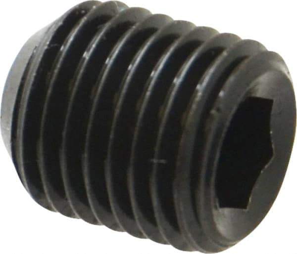 Unbrako - 7/16-20 UNF, 1/2" OAL, Cup Point Set Screw - Grade 8 Alloy Steel, 7/32" Key - Apex Tool & Supply